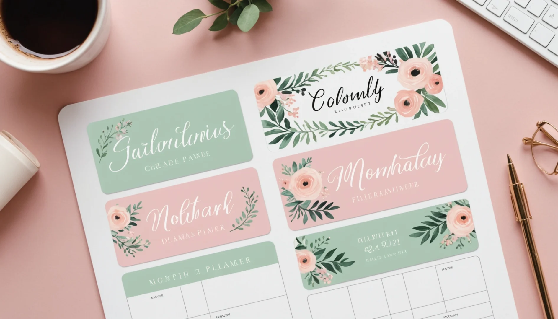 Étiquettes mois à imprimer : féminité et organisation